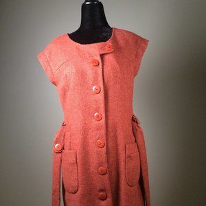 Cozy and warm orange polyester sleeveless dress, size Small
